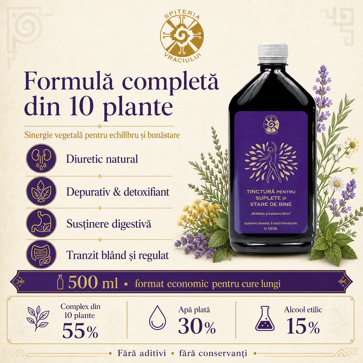 Tinctură pentru Suplețe Articulară și Mobilitate – Stare de Bine | 500ml