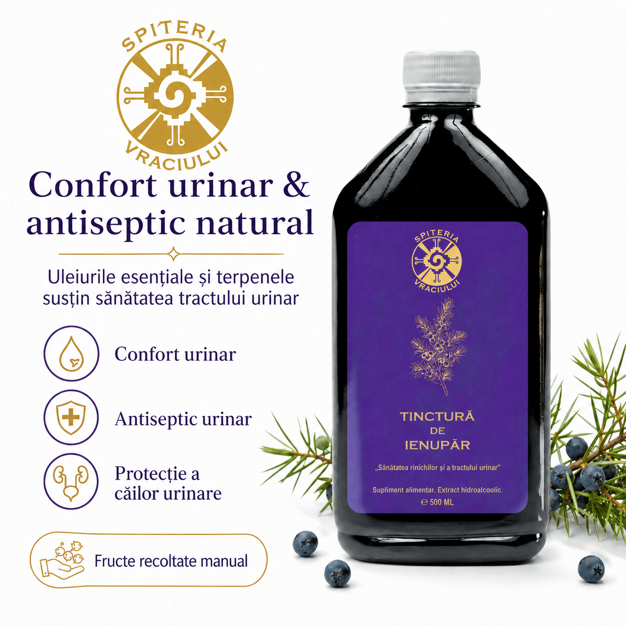 Tinctură de Ienupăr – Sănătatea Rinichilor și Tractului Urinar | 500ml