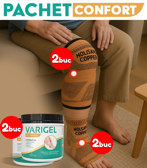 Pachet 2 Varigel+2 Genunchiere Copper+2 Sosete Copper